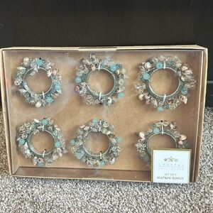 Set of 6 Florida style coastal napkin rings, NIB